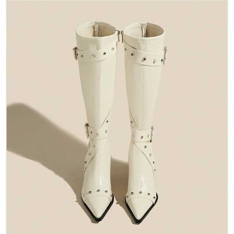 High-heeled Women Boots Pointed Toe Long Boots for Women Sexy Punk Gothic Boots Paris European and American Female Party Boots Z250704