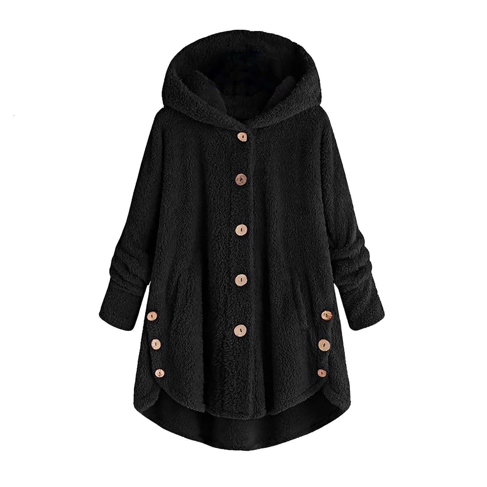 Autumn Winter Women Warm Teddy Bear Wool Female Plush Coat Hooded New Women's Coats Solid Color Jacket
