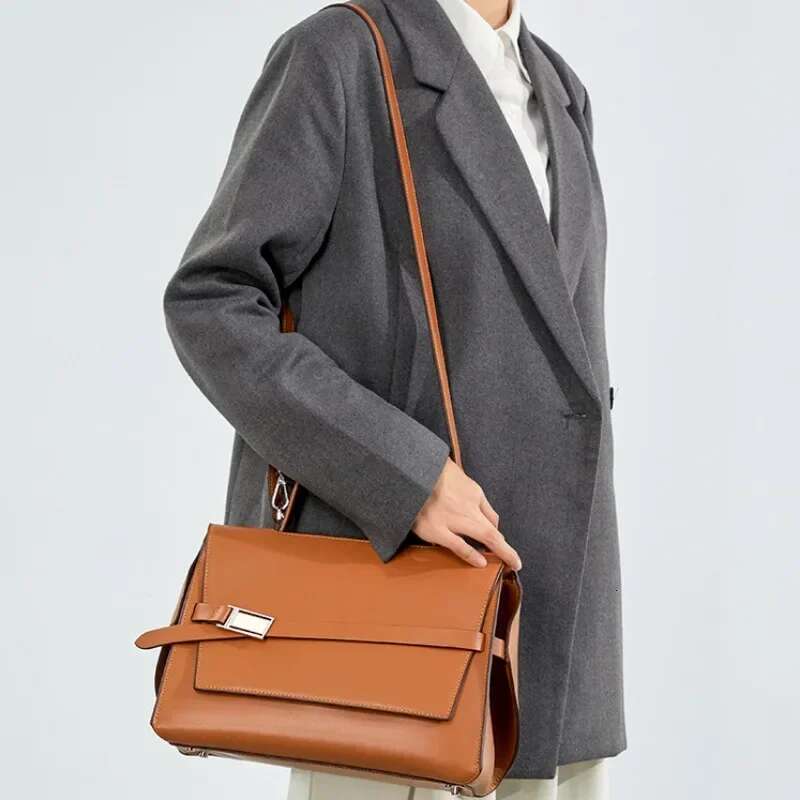 Genuine Leather Designer Handbag 2024 High Quality Large Capacity Commuter Tote Bag Women Original Brands Shoulder Bags