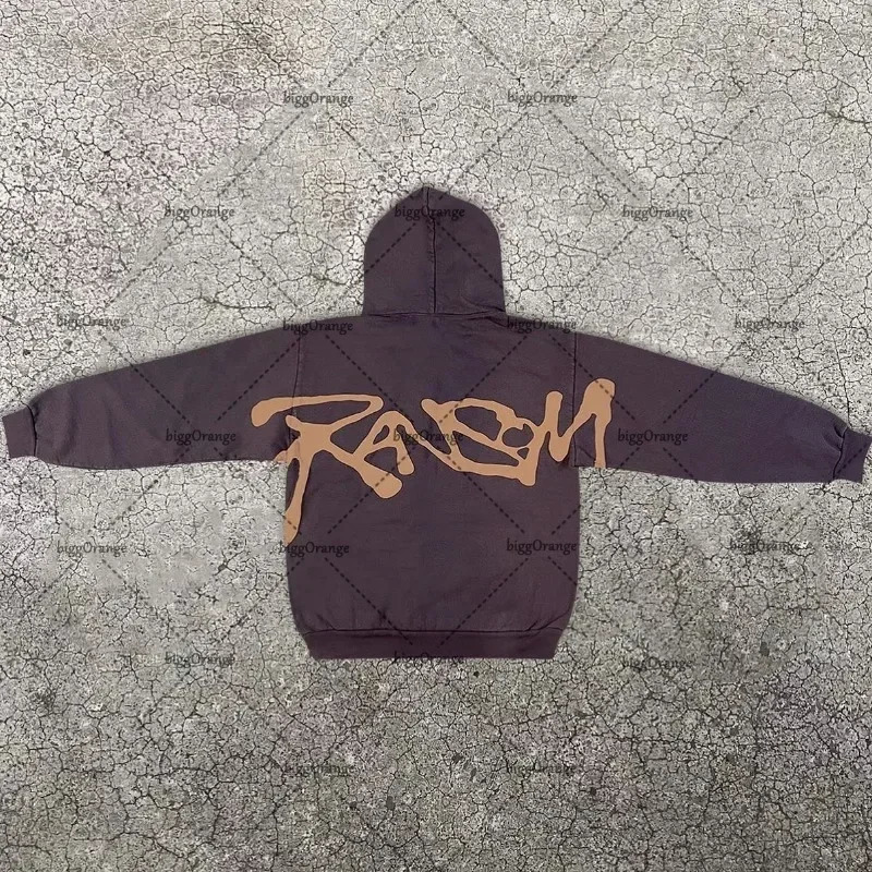 American Fashion Clothing Street Hiphop Printed Oversized Hoodie Men Y2K High Retro Pullover Sweatshirt Women 250214