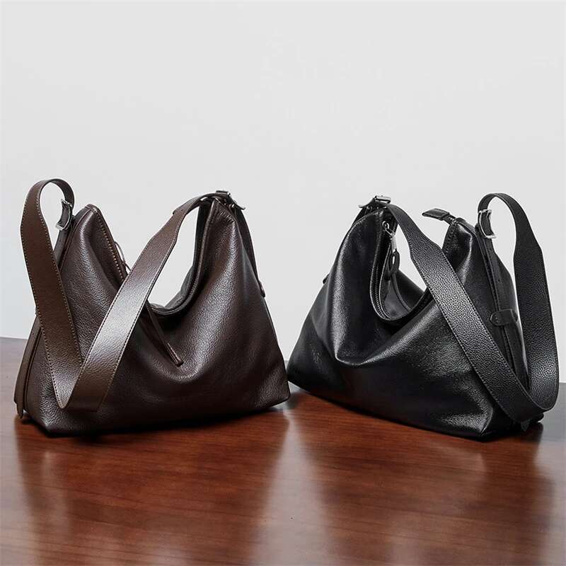 Hifashion Cowhide Genuine Leather Hobo Shoulder Bags For Women 2025 Vintage Designer Large Capacity Messenger Ladies Handbags