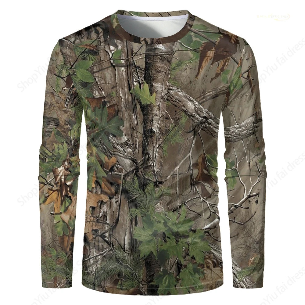 Mens Long Sleeve T shirt 3D Camouflage Forest Hunting Print T-shirt Outdoor Sportwear Tshirt Camp Tshirt Quick Dry Tops Tees 250217