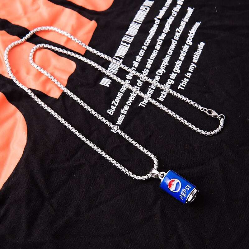 Korean version of hip-hop personality trendy men's minimalist ins cola bottle titanium steel necklace street style bouncy long pendant for women