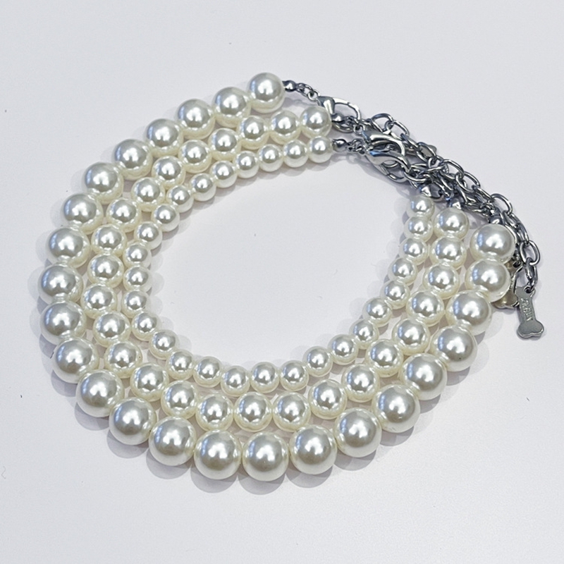 3 Pack Dog Pearl Necklace Light Pearl Jewelry Bold Puppy Accessories Pet Necklace Gift Elegant Adjustable Pearl Collar Jewellery Accessories for Small