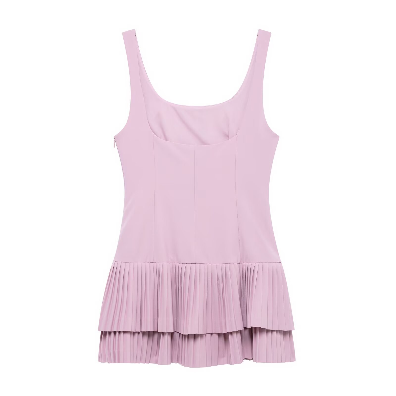 U9290 Women's jumpsuit dress 2025 spring backless sleeveless pleated double hem slim mini skirt