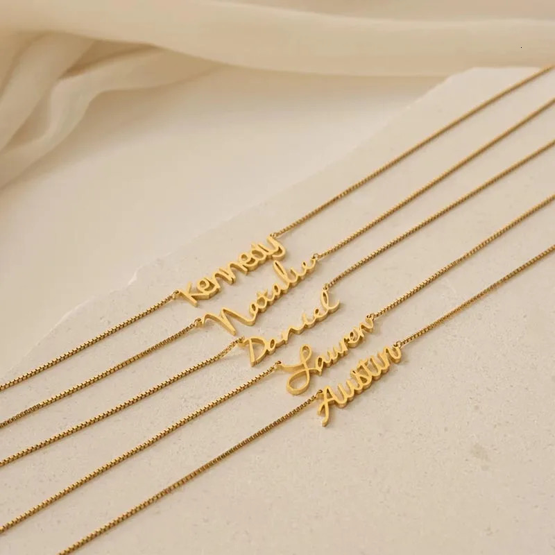 Custom Name Necklace For Women Any Font with Box Chain Gold Nameplate Friend Perfect Birthday Gift Choker 2023 250210