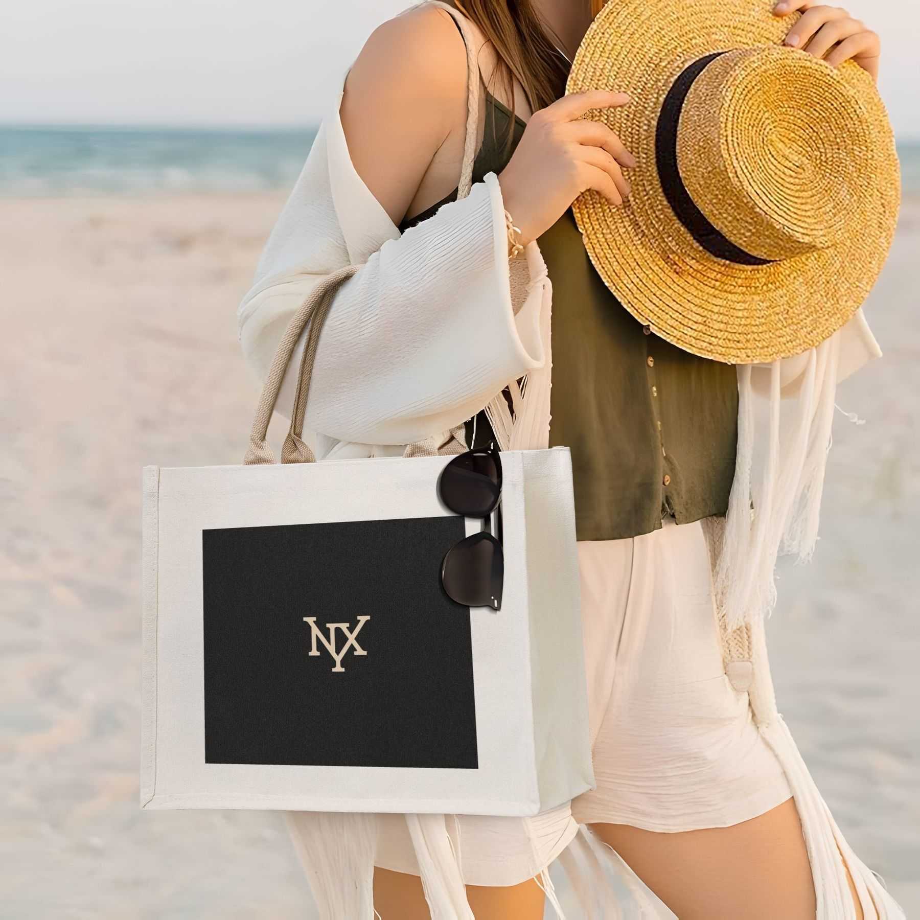 NXY Simple Large Shopping Bags Canvas Carrying Tote Bag Designer Handbags For Women Solid Color Handle Beach Bag Messenger Purse 250218