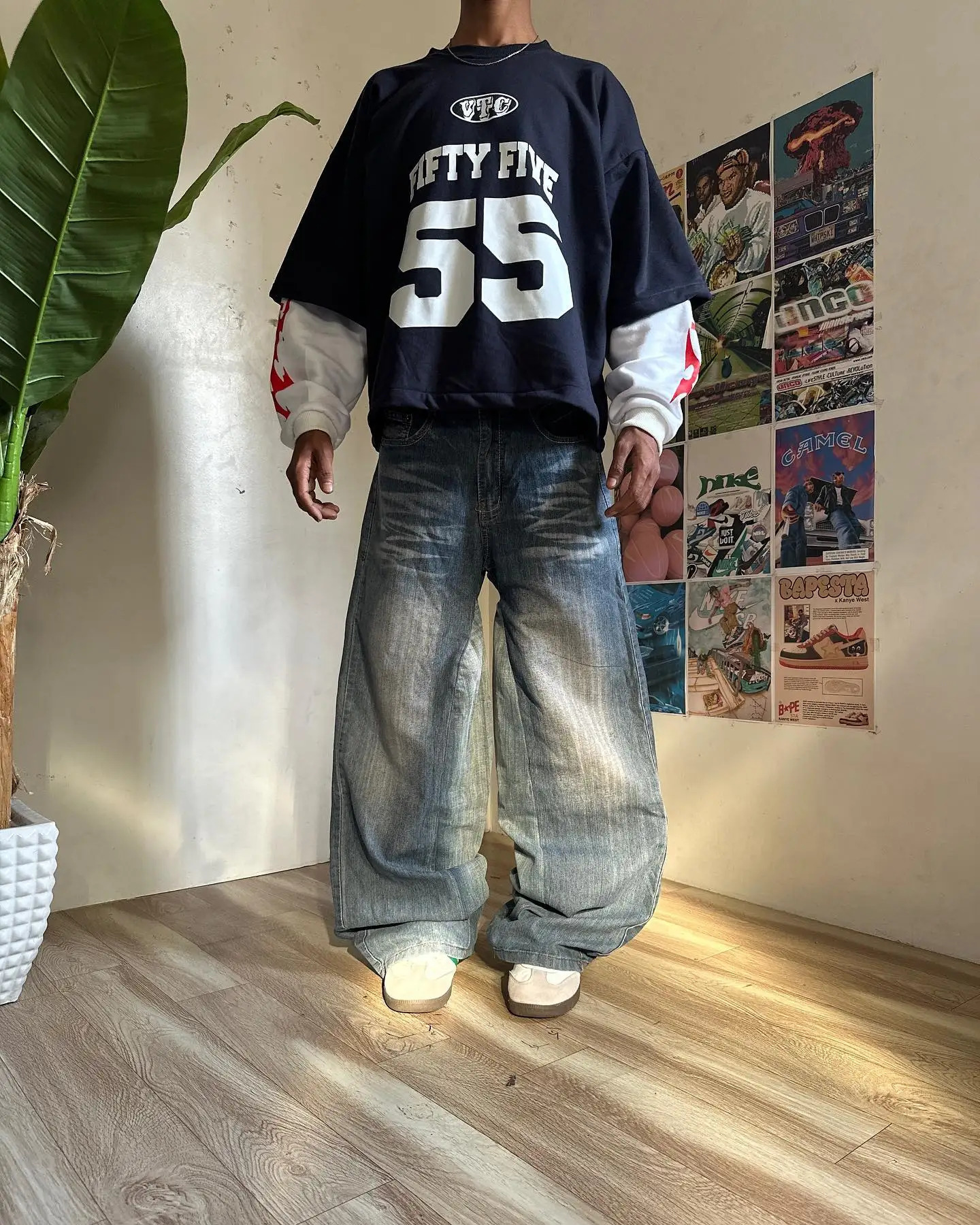 Y2K Harajuku Hip Hop Embroidery Jeans Men Women Goth Punk Ripped Wide Leg Pants Fashion Retro Baggy Denim Pants Streetwear 250217