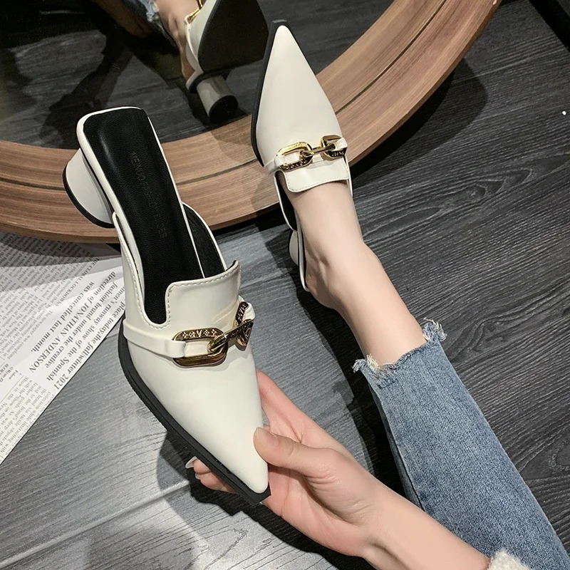 summer womens black high heels slider closed heel mule er slider soft cushion slider party shoes 250213