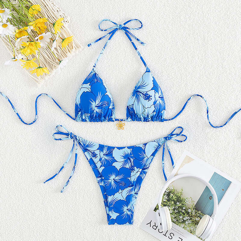 2025 New Bikini Women's Slimming, Flesh Covering, Casual Floral, Durable, High Elasticity Vacation Style Split Swimsuit Designer Underwear Women 
