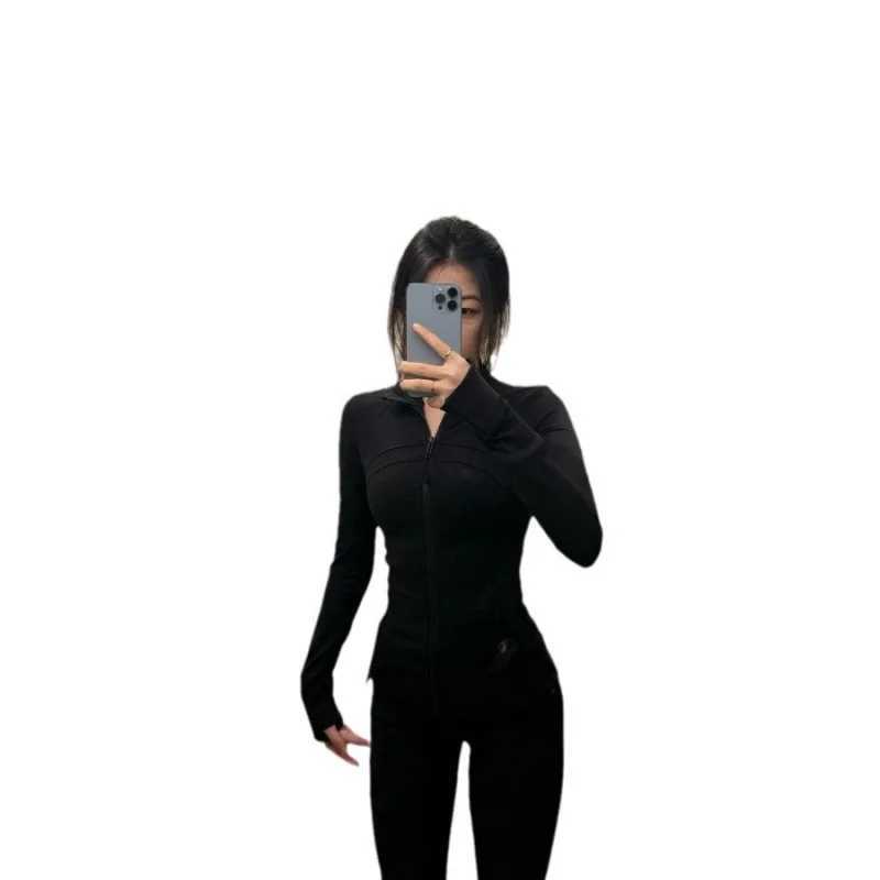 Active Shirts Tees Women Sport Jacket fashion tight-fitting sportswear coat training running gym Long Slve solid color cardigan H25218 4ZKZ