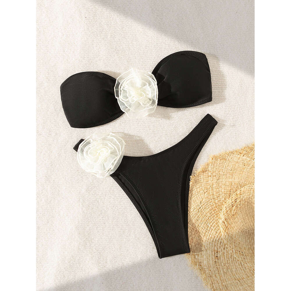 Hot Selling 3D Decorative Flower Bikini Split Top Sexy Swimsuit Triangle Pants for Women Designer Swim Maillot De Bain Womens Swimwear New Arrival