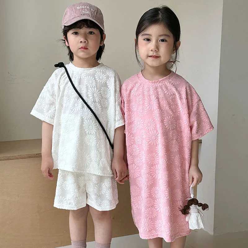 MILANCEL New Summer Kids Clothes Set Boys Daisy Suit Girls Cute Pink Dress Children Brother Sister Costume W250218