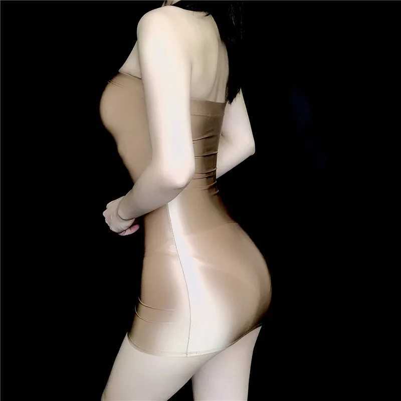 Basic Casual Dresses Sexy Oil Glossy Shin Shr Micro Mini Dress S Through Bodycon Tight Pencil Cute Smooth Bandage Candy Color H25217