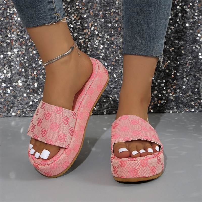 Free shipping 2025 new designer slippers for womens fashion brown embroidery outdoor Platform plum blossom slipper size eur 36-43