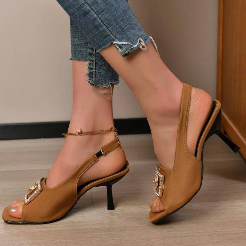 Shoes for Women 2024 Pointy Slingbacks High Heels Ladies Summer Fashion Shallow Slip on Pumps Female Zapatos Mujer 250217