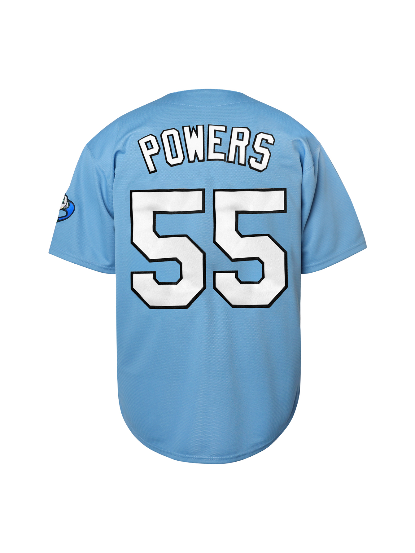 In Stock Blue Mens 55 Kenny Powers Shirt Movie Baseball Jersey Fashion Graphic Print Baseball Shirt Soft, Breathable for Competition, Party, Training 