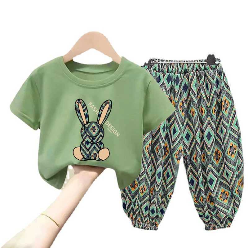 Children Clothing Sets Boys Girls 2023 Summer Mother Kids Clothes Cotton T-shirt Short Sleeves Trousers 2pcs Suit Baby Clothes W250218