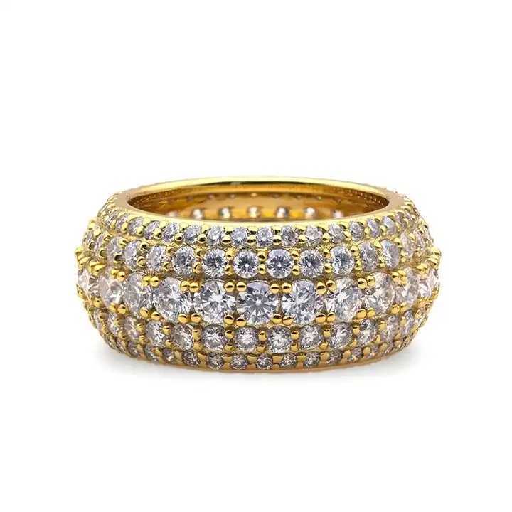 Custom 925 Sterling Silver Iced Out Rings Fashion Mens Platinum Plated Full Band Eternity Moissanite Diamond Rings For Men