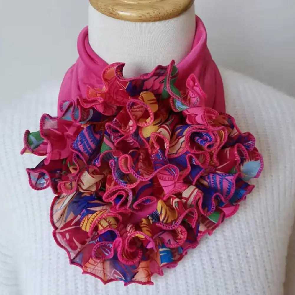 Fashion Women Scarf Big Flower Breathable Collar Scarf Neckerchief Ring Neck Wr W250218