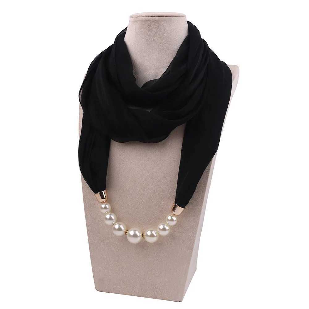 Bubble chiffon solid jewelry bead pendant necklace scarf head scarf womens headscarf scarf Wrs Foulard W250218
