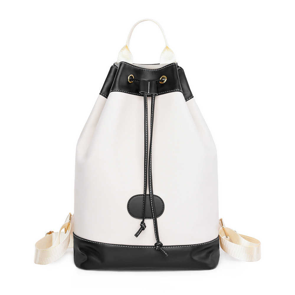 Shoulder Bag New Womens Bag Fashion Splicing Drawstring Contrast Color Large Capacity Bucket Bag Shoulder Bag for Women