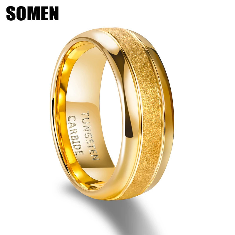 Somen Men Ring Tungsten Carbide Ring Gold Silver Color Frosted 8mm For Wedding Engagement Band Party Rings 250213