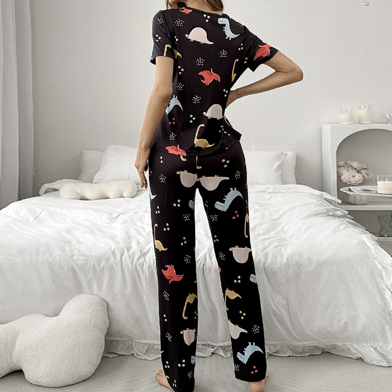 B700-Summer cross-border European and American style hot sale new pattern printed women's pajamas home clothes