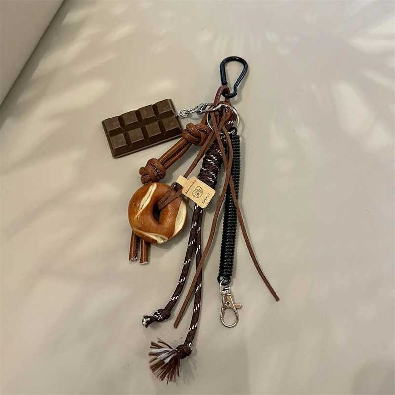 Keychains Lanyards Korean Style Bread Bag Pendant Autumn-Winter Keychain Ornament Braided Rope Alkali Water Bound Multifunction H250217