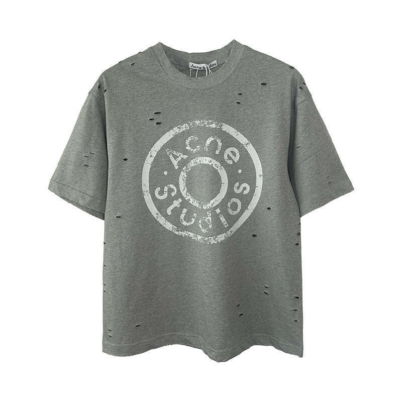 American high street summer washed distressed letter printed short sleeved loose casual unisex T-shirt