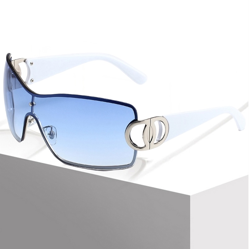 Women's Luxury Sunglasses Vintage Gradient Y2K Style Sun Glasses Steampunk Rimless Pilot Goggles Uv400 Glasses for Spicy Girls Cycling One-Piece 