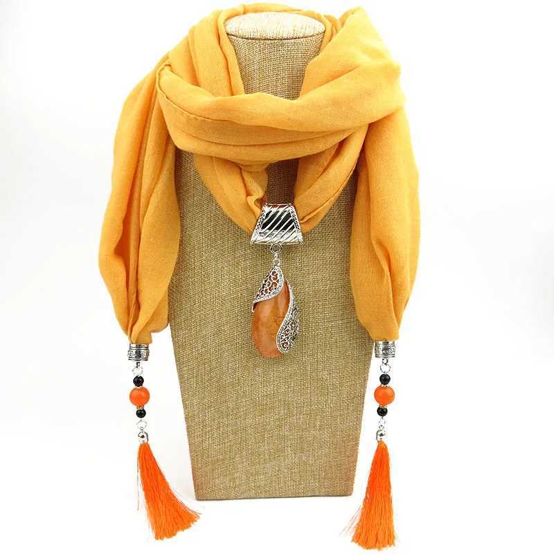 Cotton Linen Women Pendant Jewelry Scarf Fringed Long Solid Color Tassel Necklace Scarves Wr s For Women W250218