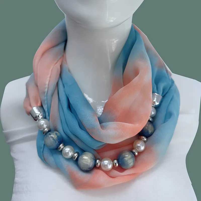 Multi colored chiffon jewelry statement necklace pendant scarf womens bohemian necklace headwear womens headscarf W250218