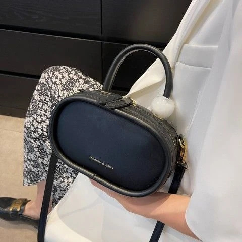 Black Grace OL Mini Ellips Woman Girl Messenger Shoulder Bag PU PVC Leather Women Sport Bag Lady Handbag Purses 250217