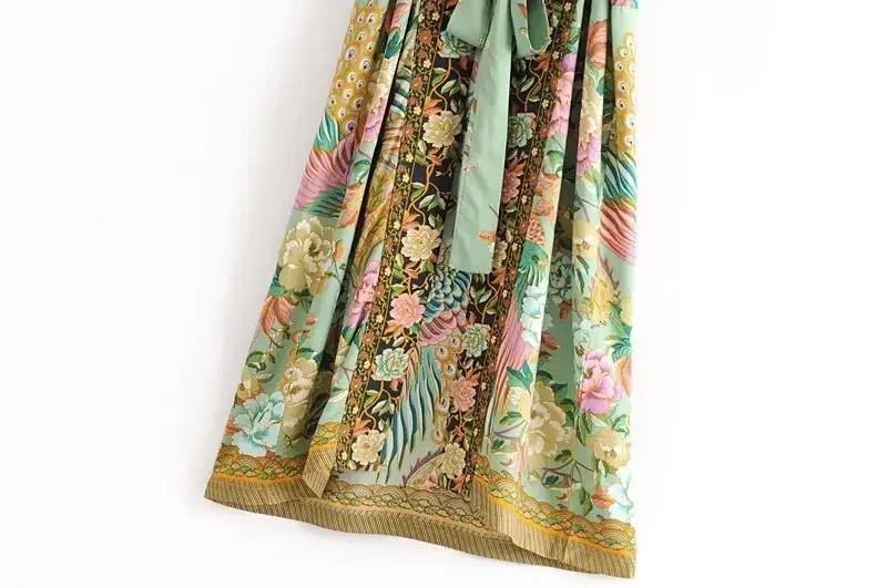 Boho Queen Peacock Floral Print Bat Sleeve Beach Bohemian Kimono Ladies V Neck Summer Happie Robe Bikini Coverups 250212