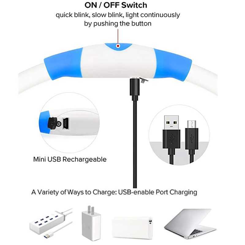 Dog Harnesses Luminous Dog Collar Light Charge Cat Necklace Led Fashion Flashing DIY Glowing Safety Collar for Dogs Nighttime Pet Accessory H250217