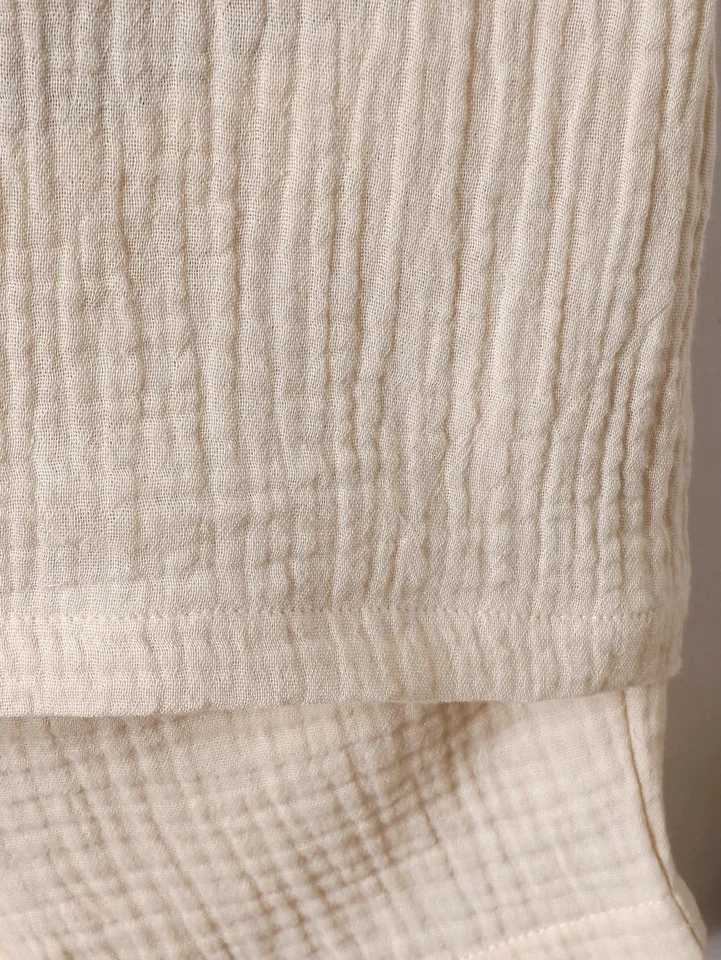 Summer Baby Boy Wrinkled Quarter Button Top Shorts Sets W250218