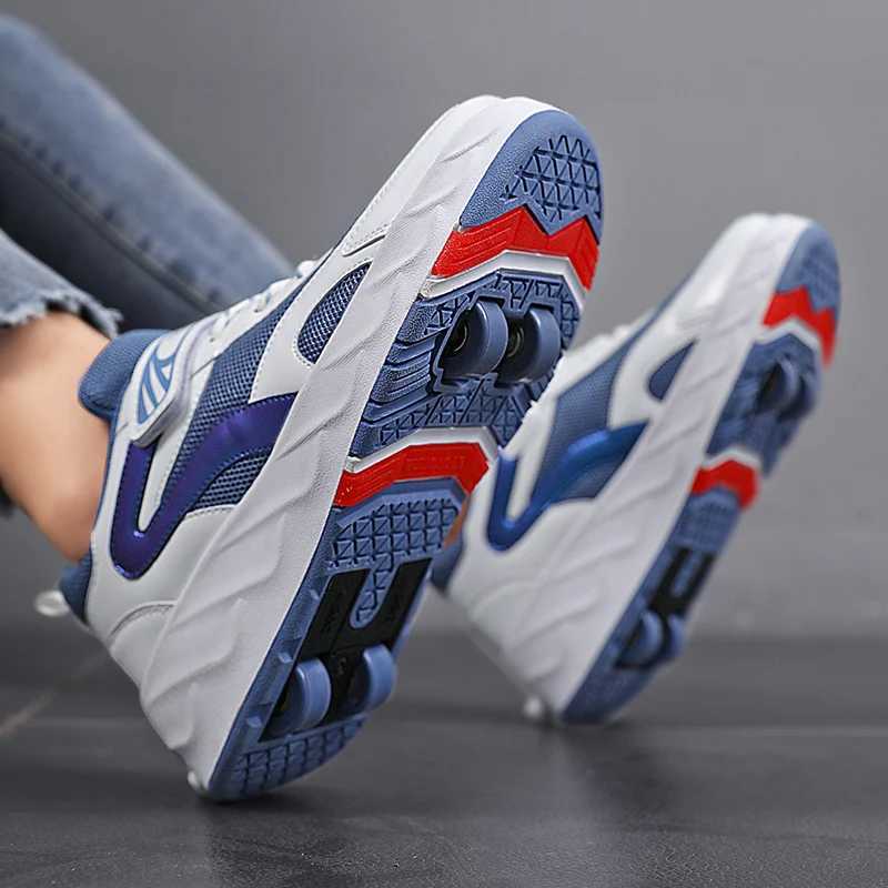 Roller Skate Shoes Kids Fashion Casual Sports 4 Wheels Sneakers Boy Girl Children Toys Games Boots Z250217