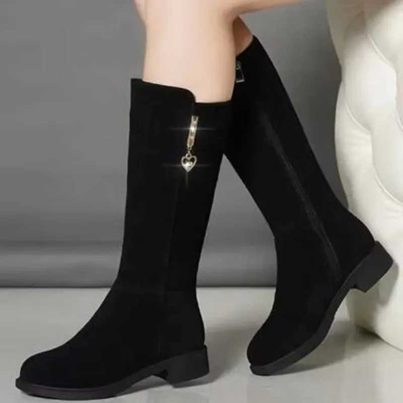 2025 New Women Warm Plush Snow Boots Casual Flat All-mah Cott Fi Side Zipper Winter Shoes Thigh High Boot Botas MujerXJ250217