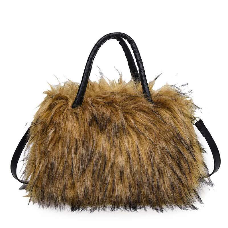 Women's autumn/winter fur 2024 new fashionable handbag large capacity crossbody shoulder tote bag