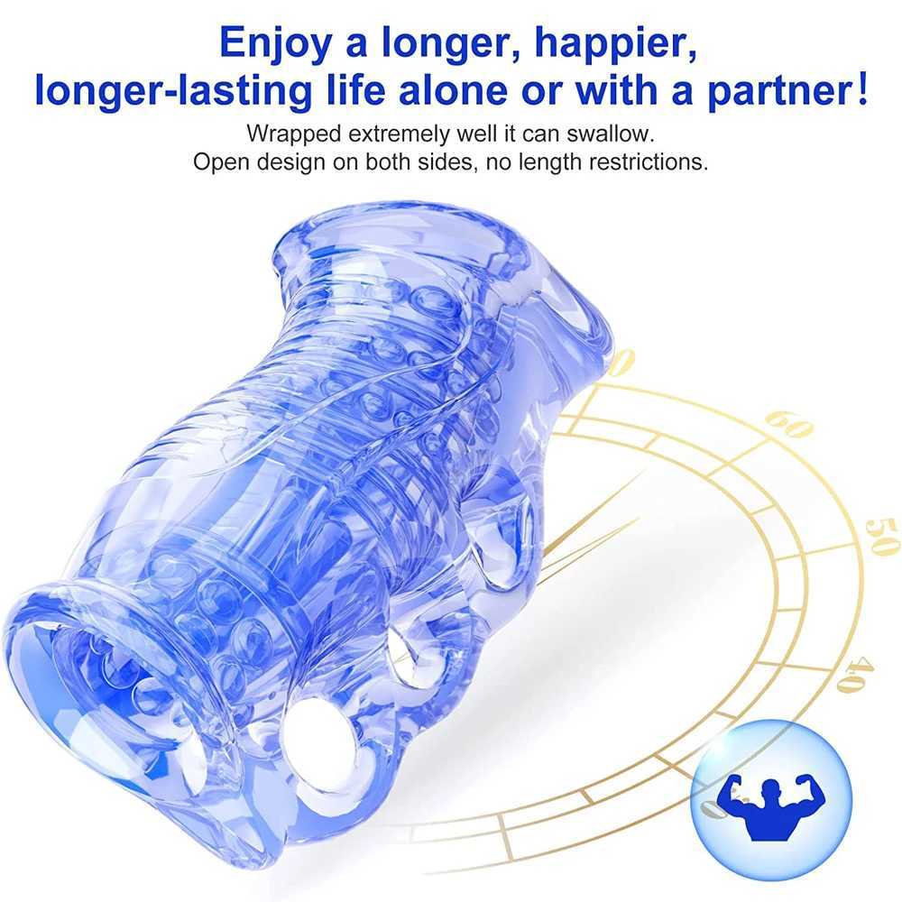 Ml Male Masturbator Open-Ended Pocket Pussy Blowjob Glans Penis Sleeve Ejaculation Delay Simulation Sex Toy for MenXJ250218