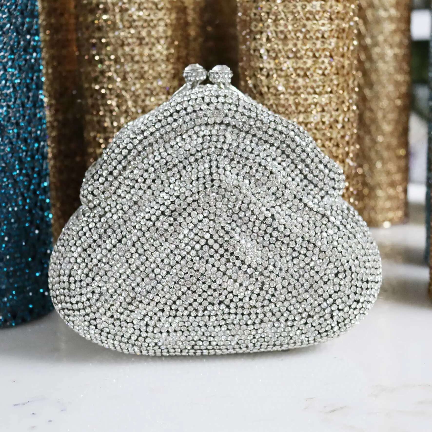 KHNMEET Purple Crystal Clutch for Women Purse Wedding Bridal Gourd Box Evening Bags sm205