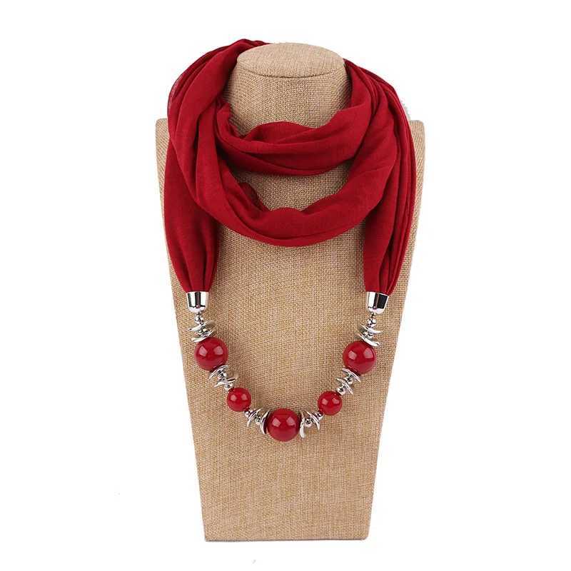 New bead pendant necklace scarf headscarf solid color jewelry female founder female Accor Muslim headscarf W250218