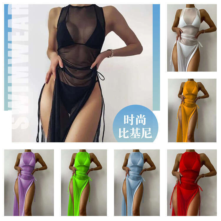 Swimwear women's bikini European and American solid color sexy split swimsuit 2025 temperament versatile new trend clothing ins