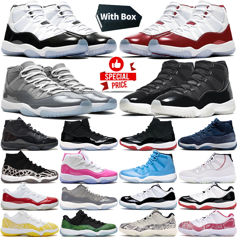 11 Basketball Shoes For Men Women 11s Sneakers Designer Cool Grey Cherry Bred White Black Gamma Blue Concord Low Snake Skin Outdoor Sports Mens Trainers Size 36-47