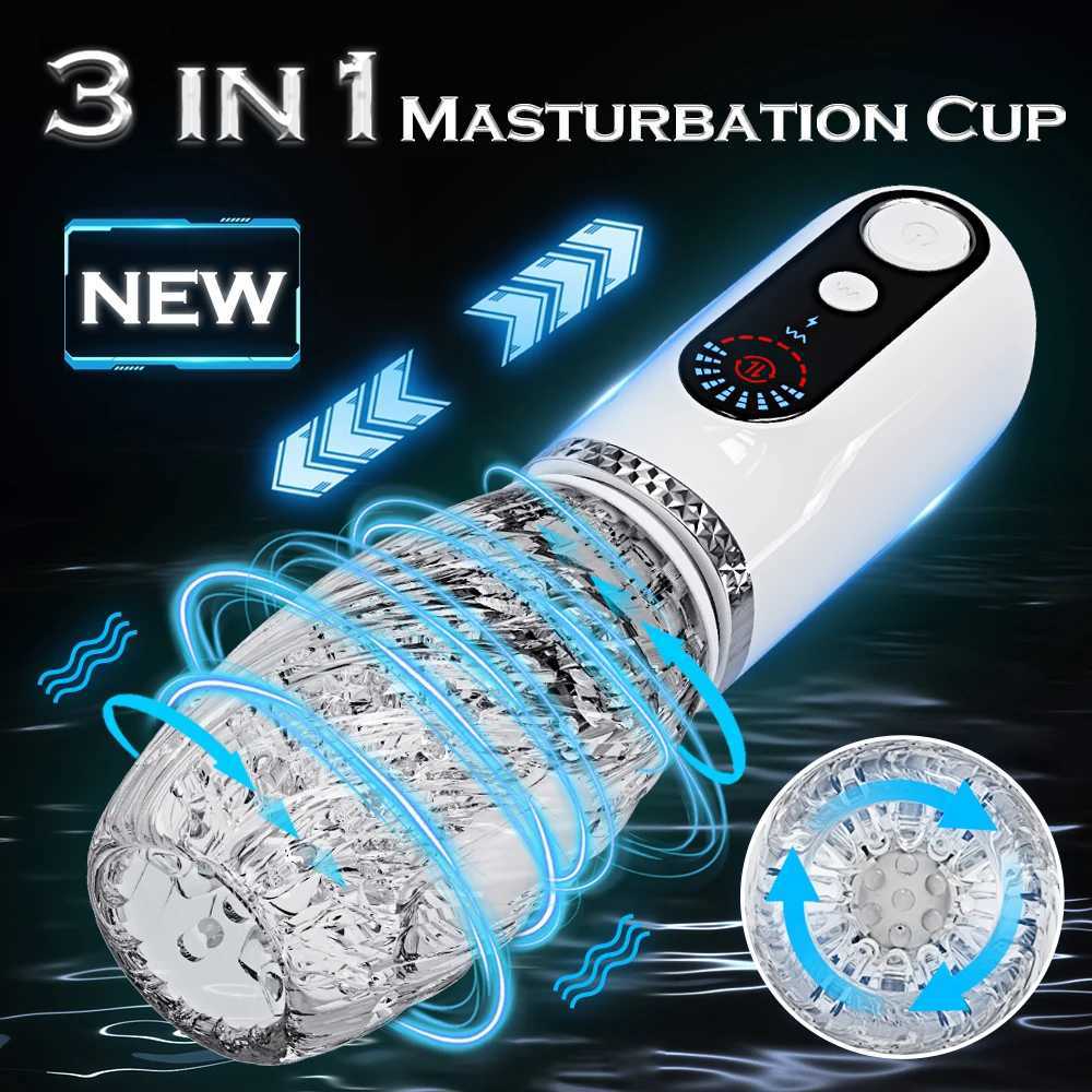 2024 Automatic Masturbator for Men Telescopic Rotating Vibrating Blowjob Vagina Masturbation Cup Sex Toys for Male Adult Goods W250621