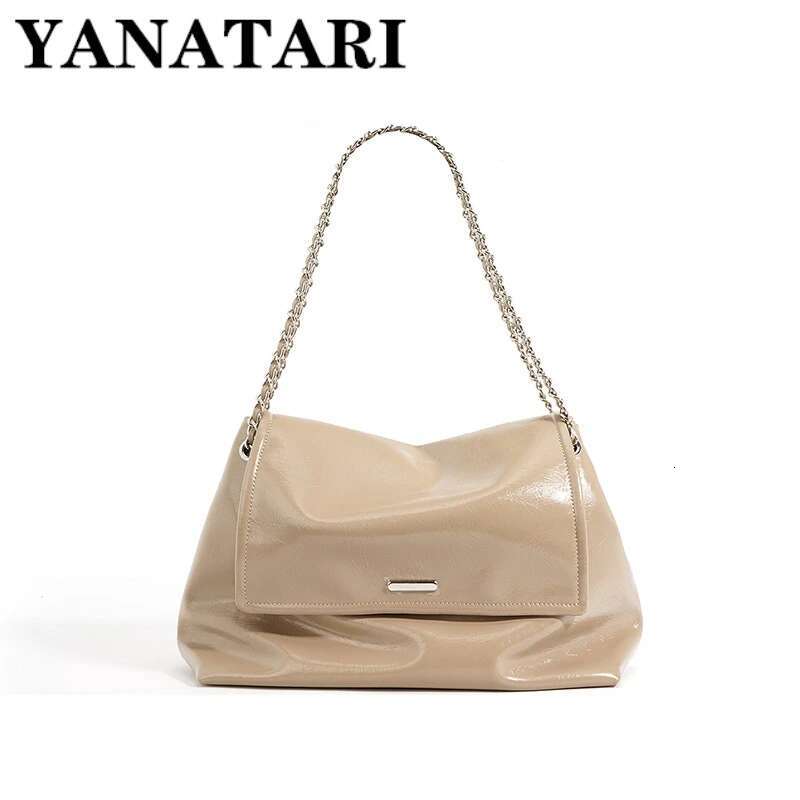 YANATARI Chain Handbag Genuine Tote Women Vintage Brand Soft Cowhide Leather Shoulder Fashion Bag 2023