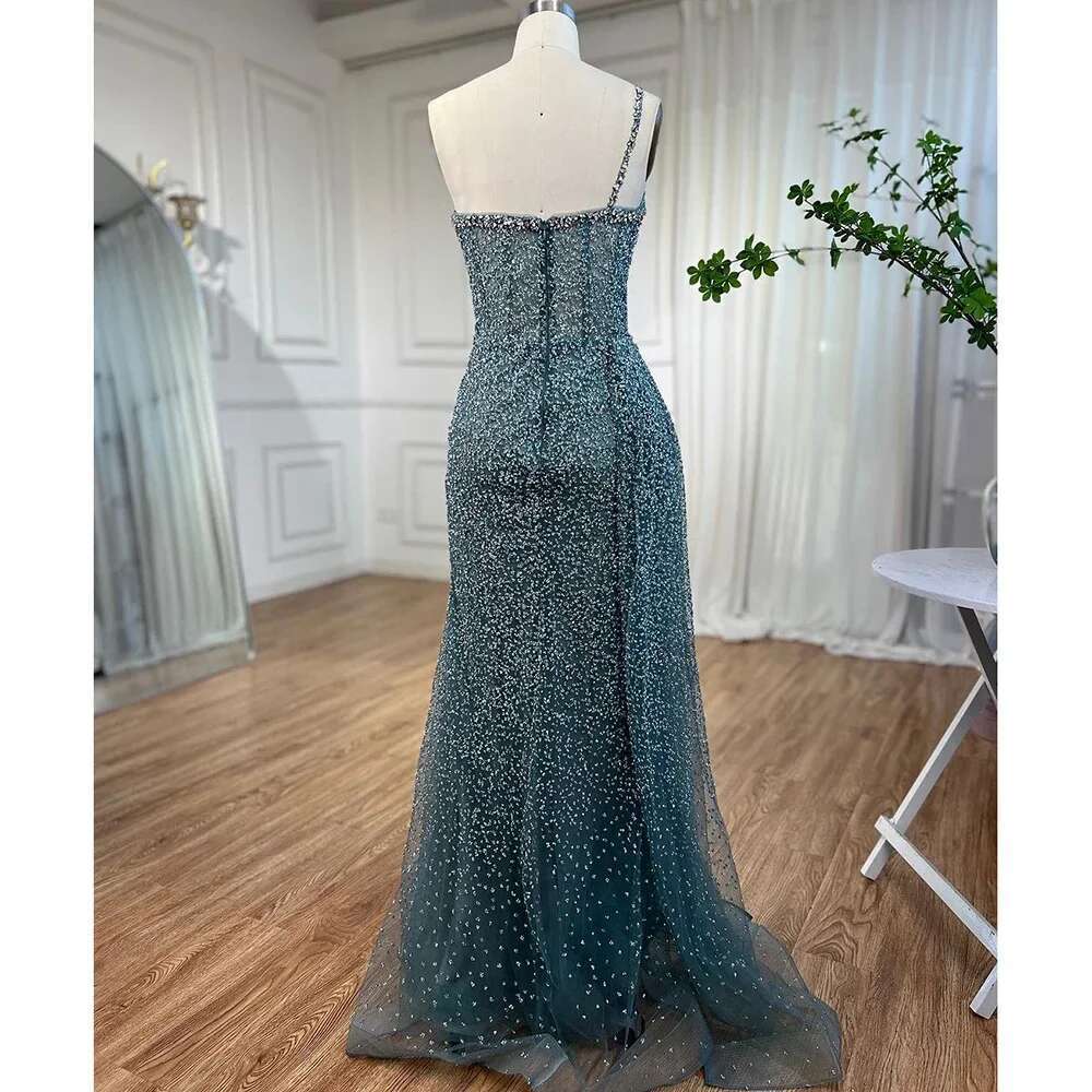 Mermaid Caramel One Shoulder With Overski Beaded Evening Dresses Gowns Customize Prom Party BLA