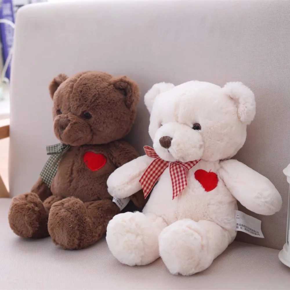 1pc 35/50cm Lovely Teddy Bear Plush Toys Stuffed Cute Bear with Heart Doll Girls Valentines Gift Kids Baby Christmas BrinquedosXJ250218