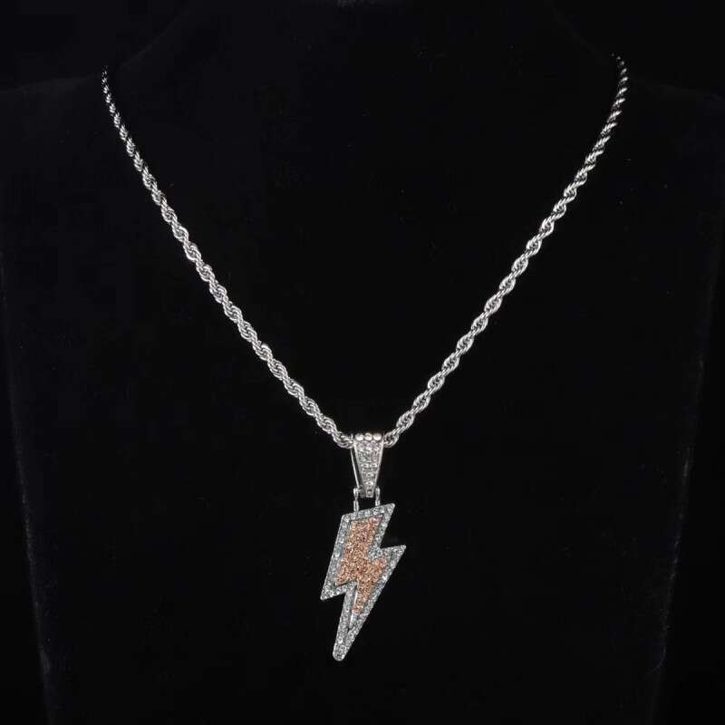 Light Full Dia Lighing Necklace Men's Titanium Steel Colorless Chain Hip Hop Wind Net Red Nightclub Bounce Dias Women's Summer Tide